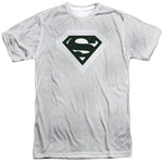 Superman Optical Stripes Adult White Regular Fit Short Sleeve Shirt - supermanstuff.com