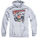 Superman Super KO Grey Adult Pull-Over Hoodie Sweatshirt - supermanstuff.com