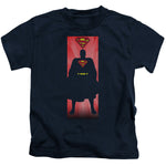 Superman Block Juvenile Navy Blue Regular Fit Short Sleeve Shirt - supermanstuff.com
