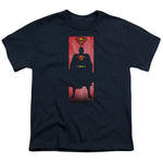 Superman Block Youth Navy Blue Regular Fit Short Sleeve Shirt - supermanstuff.com