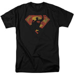 Superman Shield Knockout Regular Fit Black Short Sleeve Shirt - supermanstuff.com