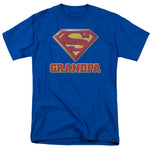 Superman Super Grandpa Adult Royal Blue Regular Fit Short Sleeve Shirt - supermanstuff.com