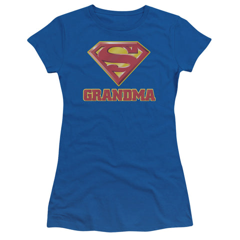 Supergirl Super Grandma Adult Royal Blue Woman's Fit Short Sleeve Shirt - supermanstuff.com