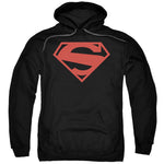 Superman New 52 Shield Red on Black Adult Regular Fit Hoodie Sweatshirt - supermanstuff.com