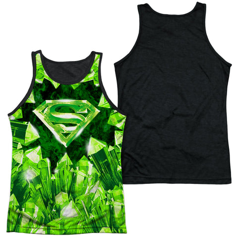 Superman Kryptonite All Over Burst Adult Green and White Regular Fit Tank Top Shirt - supermanstuff.com