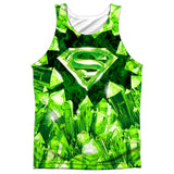 Superman Kryptonite All Over Burst Adult Green and White Regular Fit Tank Top Shirt - supermanstuff.com