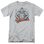 Superman Classic Vintage Stance Grey Adult Regular Fit Short Sleeve Shirt