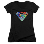 Supergirl Tie Dye Shield Logo Juniors Cap Sleeve Shirt - supermanstuff.com