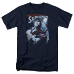 Superman "HONOR AND PROTECT" Adult Navy Blue Shirt - supermanstuff.com