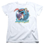 Supergirl Airbrush Adult Woman's Regular Fit Short Sleeve  White Shirt - supermanstuff.com