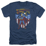 Superman All Amiercan Navy Blue Adult Regular Fit Short Sleeve Shirt - supermanstuff.com