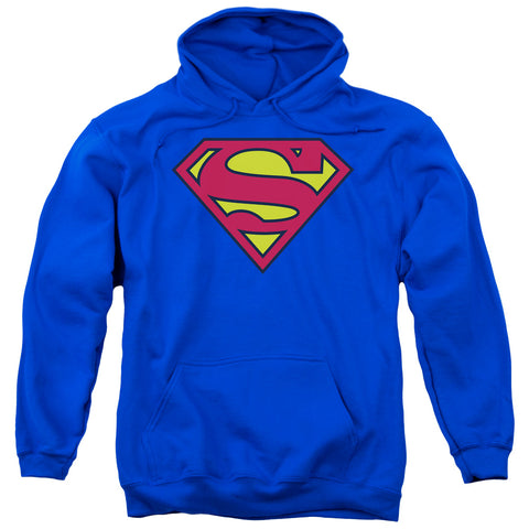 Superman Shield Royal Blue Classic Logo Adult Regular Fit Pull-Over Hoodie Sweatshirt - supermanstuff.com