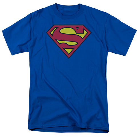 Superman Shield Royal Blue Classic Logo Adult Regular Fit Short Sleeve Shirt - supermanstuff.com