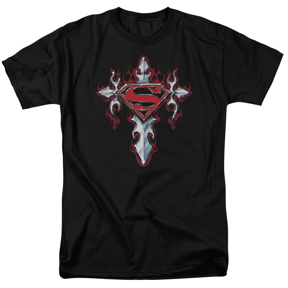 Superman Shield Cross Gothic Steel Logo Regular Fit Black