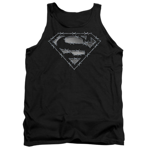 Superman Barbed Wire Shield Logo Black Tank Top - supermanstuff.com