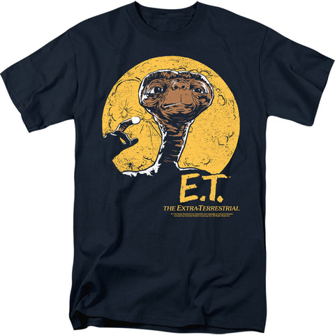 E.T. Extra Terrestrial Moon Frame Regular Fit Navy Blue Short Sleeve Shirt - supermanstuff.com