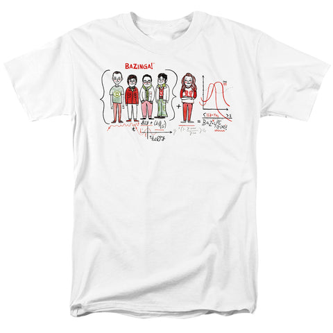 Big Bang Theory Bazinga Equation White Adult Regular Fit Short Sleeve Shirt - supermanstuff.com