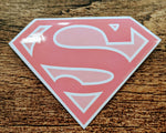 Supergirl Pink and White Shield Sticker Decal - supermanstuff.com