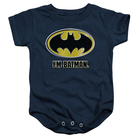 Navy Blue Batman "I'm Batman" Baby Onesies - supermanstuff.com