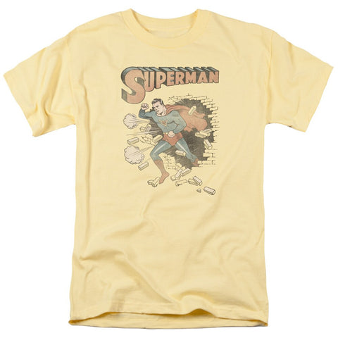 SUPERMAN "vintage breaking through wall" SHIRT - supermanstuff.com
