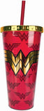 Wonder Woman Gold Foil 20 oz Travel Cup with Straw