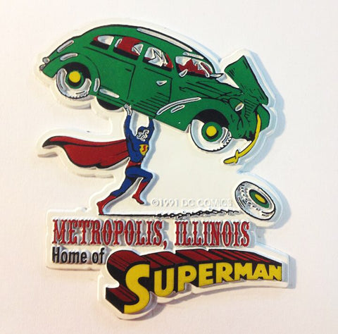 Metropolis Illinois Superman Lifting Green Car Magnet - supermanstuff.com