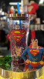 Superman Logo Glitter 20 oz Travel Cup with Straw