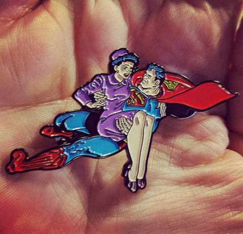superman saves Lois lapel pin - supermanstuff.com