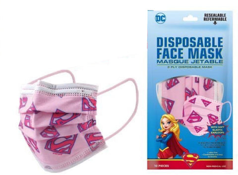 Supergirl Symbol All Over 10-Pack of Disposable Youth Face Masks - supermanstuff.com