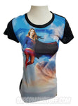 Juniors CW Supergirl Up in the Sky Shirt with Black Back and Sleeves