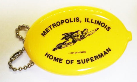 Metropolis Illinois Superman Coin Purse Keychain yellow - supermanstuff.com