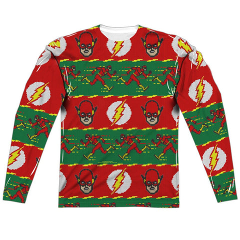 The Flash LOGOS HOLIDAY "Ugly Christmas Sweater" Style Long Sleeve Shirt - supermanstuff.com