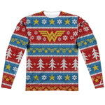 WONDER WOMAN HOLIDAY "Ugly Christmas Sweater" Style Long Sleeve Shirt - supermanstuff.com
