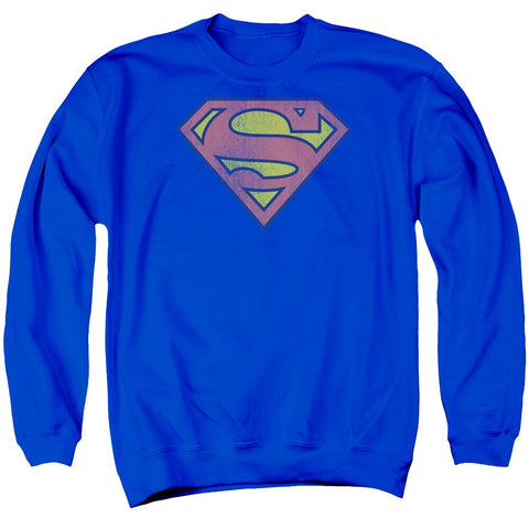 Retro Superman Logo Distressed Adult Sweatshirt