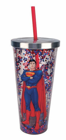 Superman Glitter 20 oz Travel Cup with Straw